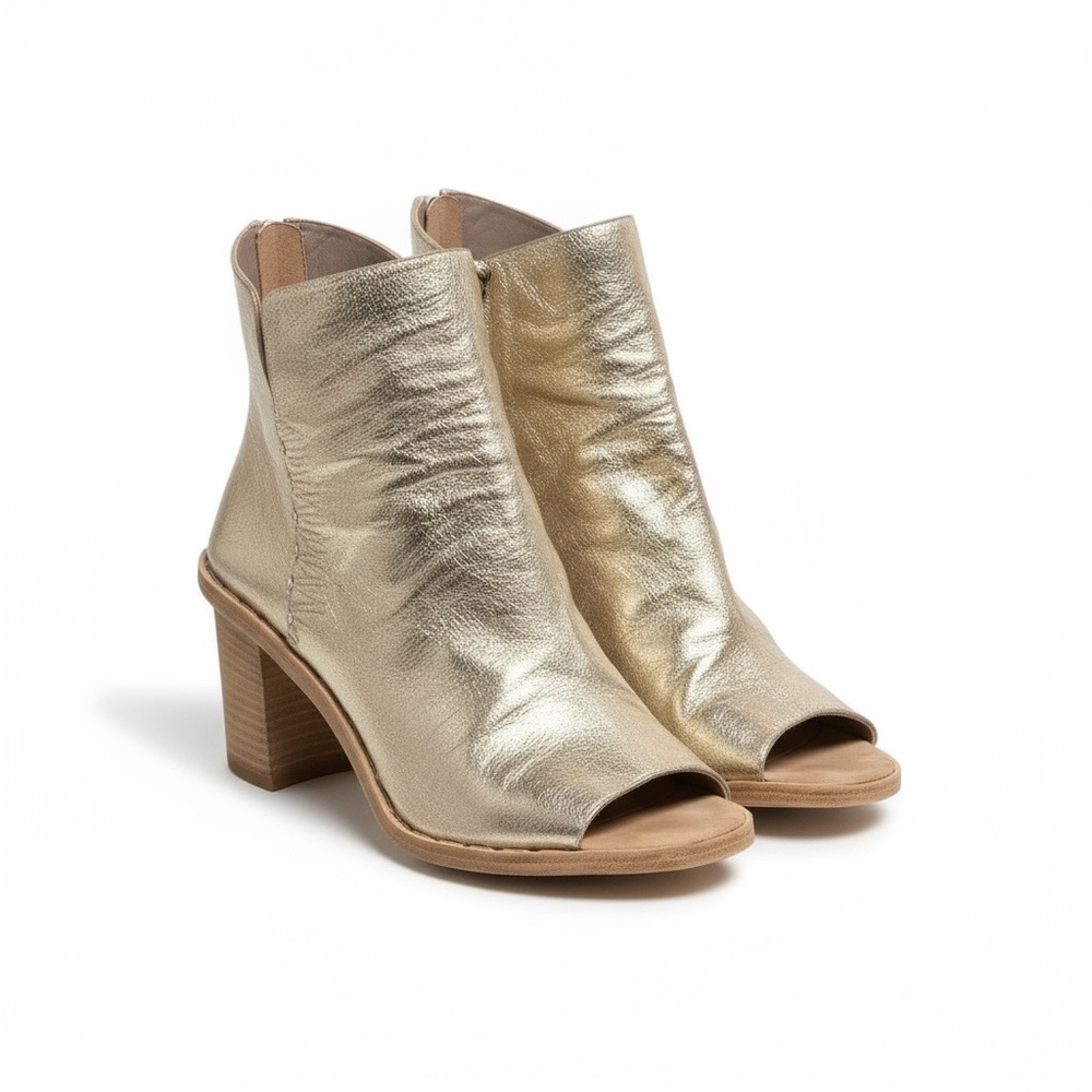Officine Creative ✿ Handmade Open Toe Heeled Boot Sandals ✿ Metal Gold ✿ 39.5 - Picture 9 of 16